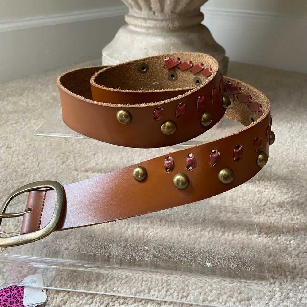 Target Brown Brass Studded Wide LeatherBelt